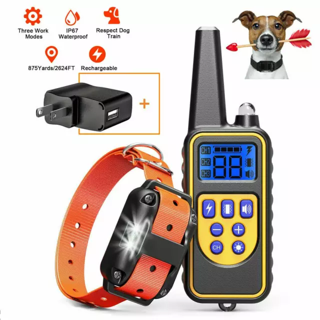 2700 FT Remote Dog Shock Training Collar Rechargeable Waterproof LCD Pet Trainer