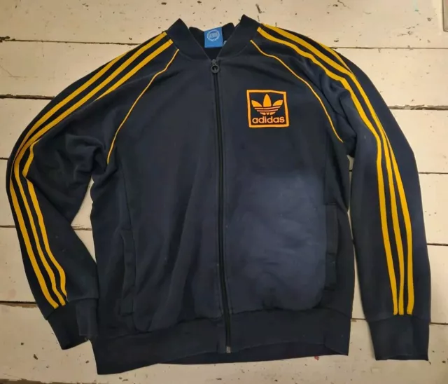 Adidas Mens Track Jacket Medium Blue Yellow Superstar Firebird Originals Trefoil