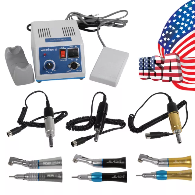 Dental Lab Marathon Micro Motor 35K RPM / Straight Contra Angle Handpiece 3C CLK
