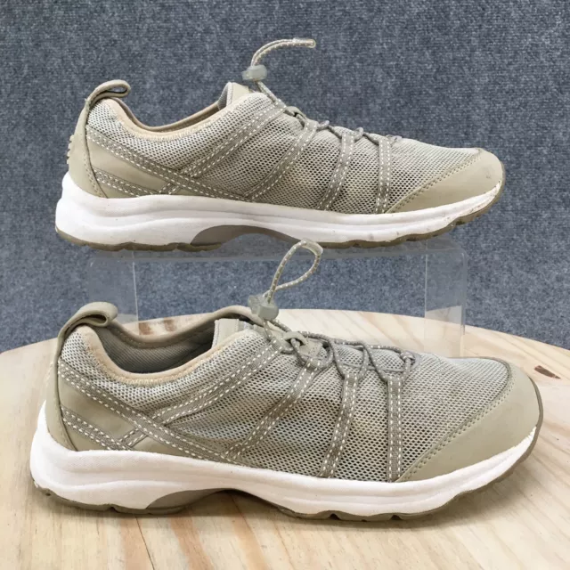 Land End Shoes Womens 9 B Water Sport Sneakers 1374 Tan Mesh Low Top Drawstring