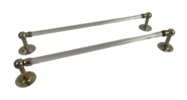 Antique 1915 Brasscrafters Glass Towel Bar Nickel Plated Brass Restored