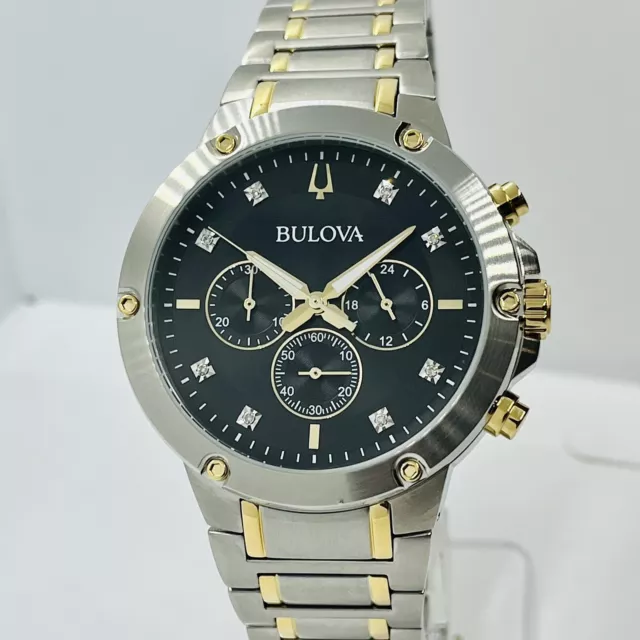 OROLOGIO DI LUSSO Bulova Cronografo Lunetta Diamante Acciaio Inox
