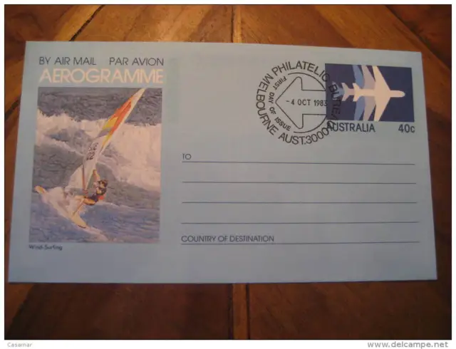 Melbourne 1983 Wind Surf Planche à Voile Windsurf Aerogramme Air Mail Coque A