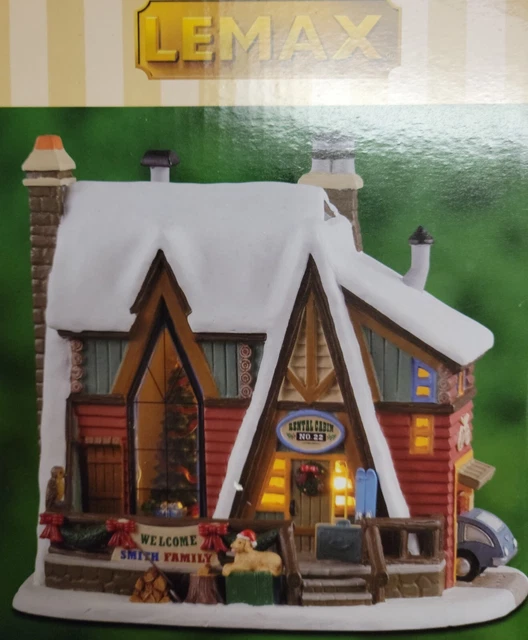 Lemax Mountain Holiday Reunion Village Building Christmas Light Up Porcelain NEW