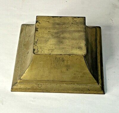 Antique Brass Arts & Crafts Art Deco Mission Style Inkwell
