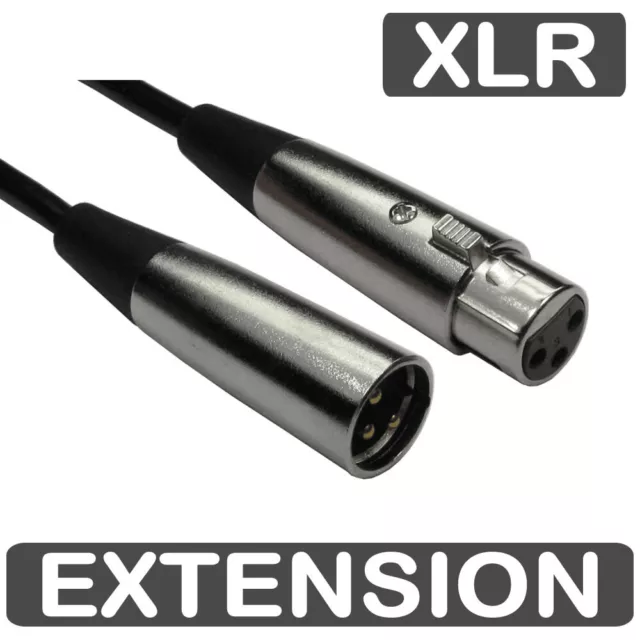 XLR Extension Lead Gold Pins Short 0.5m to Long 20m Superb Audio Quality 3 PIN