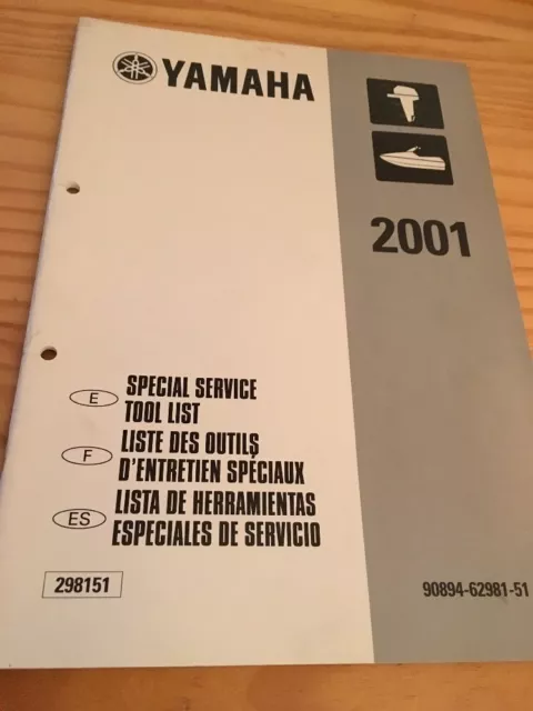 Yamaha moteur hors bord liste outillage tool list revue technique manuel 2001