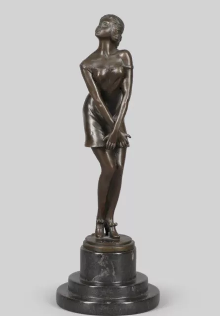 Sculpture  femme bronze et marbre Armand Godart Bronze