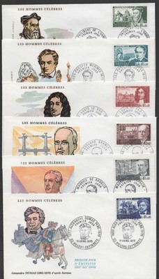 Lot 6 enveloppes 1er Jour Personnages célèbres 1970