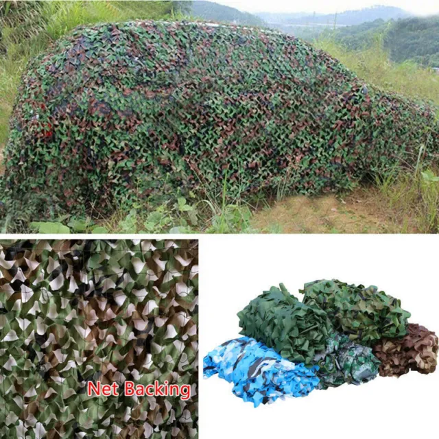 Woodland Camouflage Netting Military Camo Hunting Cover Net Backing w/ Back Mesh