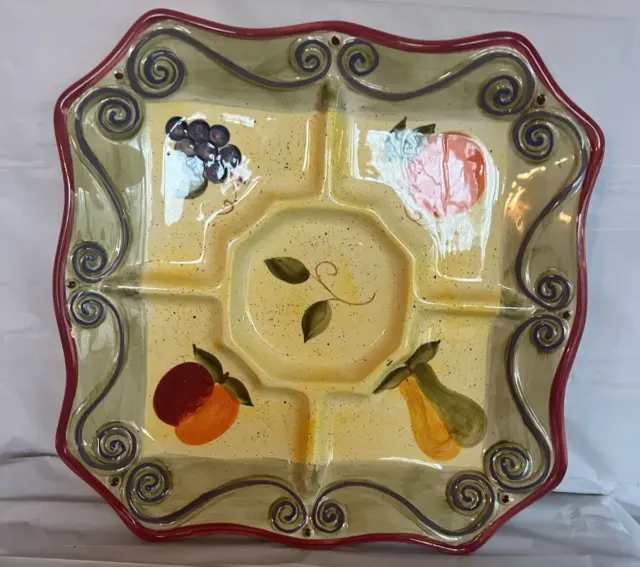 Medici Tabletop Unlimited Square Serving Platter Tray Divided  13.5" vintage