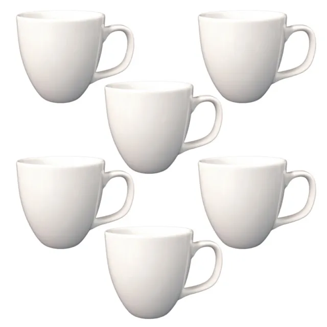 6 Stück Kaffeebecher Tassen 400ml aus Porzellan Kaffee Becher Tasse Weiß 6er Set