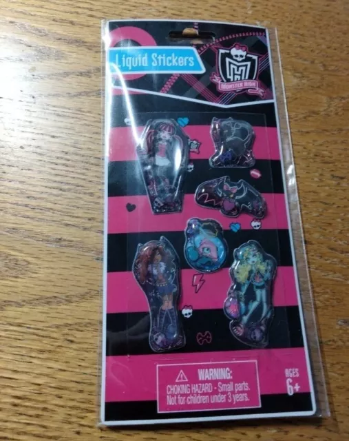 NIP Monster High Liquid Stickers 6ct