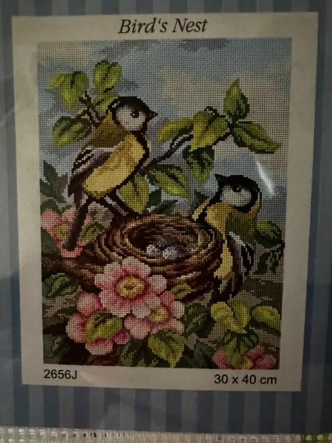 Printed needlepoin tapestry gobelin birds nest Orchidea 265  30x40 cm