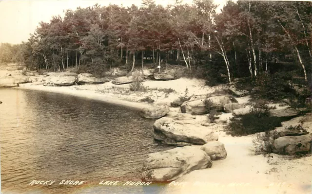 RPPC Postcard; Rocky Shore, Lake Huron, Port Austin MI, LL CookB-39 Unposted