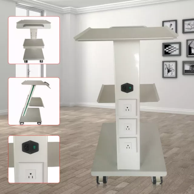 Mobile Dental Trolley Cart Built-in Socket Medical Trolley Equipment Three Layer