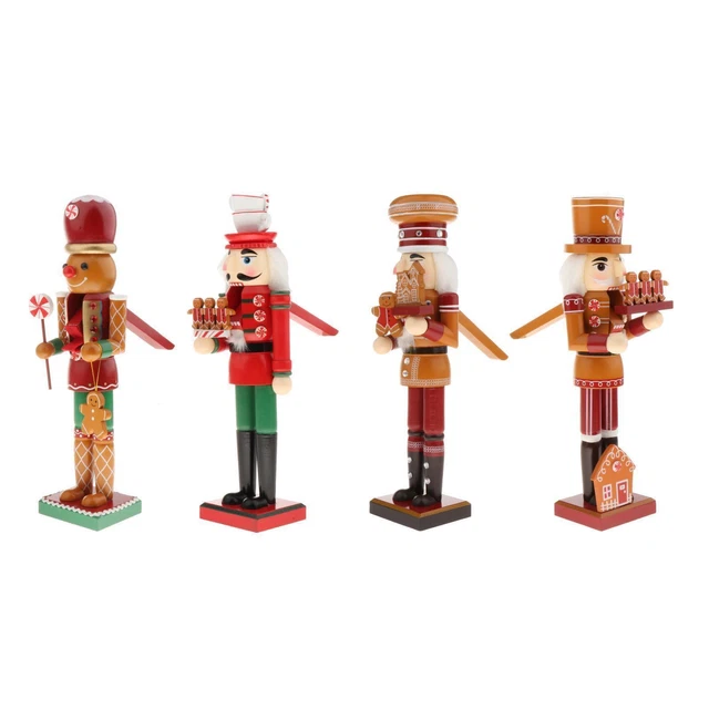 Ornement Casse-Noisette Père Noël En Bois - 25 Cm, Fait Main - Décoration De Noël à Poser