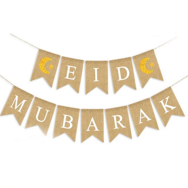 Bandera de Ramadán Eid Mubarak Bunting Fiesta Decoración del Hogar Luna Y Estrellas