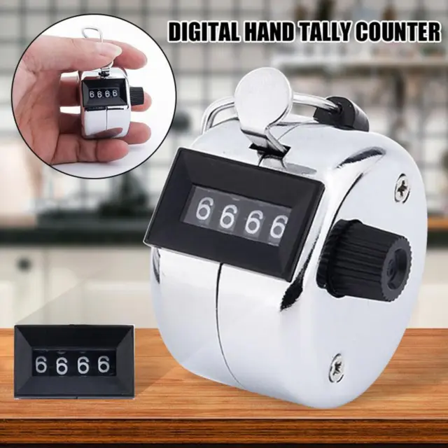 4 Digit Counting Manual Hand Tally Number Counter Mechanical Clicker, G2V5