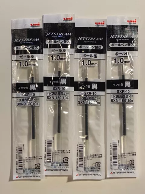 MITSUBISHI UNI SXR-10 Jetstream Refill 1.0mm Black Ink (4 pieces)