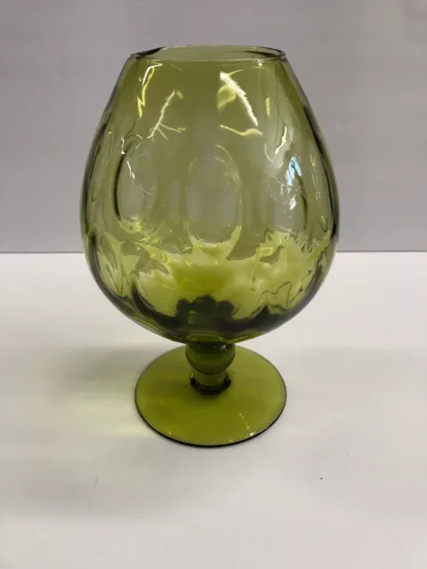 Large Vintage Mid Century Green art glass  Viking Glass Brandy Snifter planter