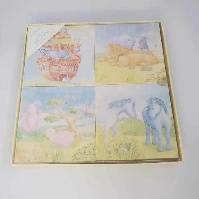 Noah's Ark Nursery Art Set by Cathy Heck of 4 Canvases For Baby Nursery Gift