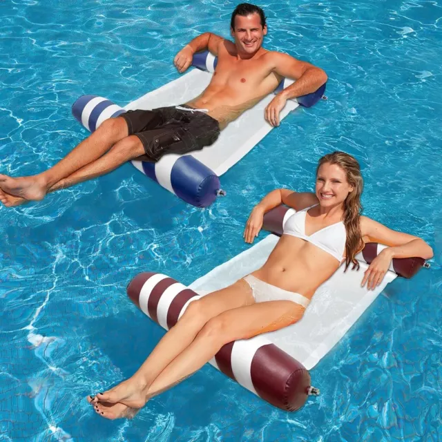 2 Pack Inflatable Water Hammock 4 in 1 Pool Lounger Float with Mesh for Adults