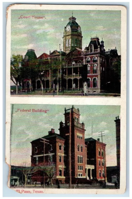 Tarjeta postal 1908 edificio federal exterior El Paso Texas