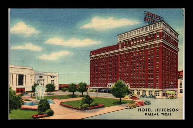 Dr Jim Stamps Us Postcard Hotel Jefferson Dallas Texas Linen