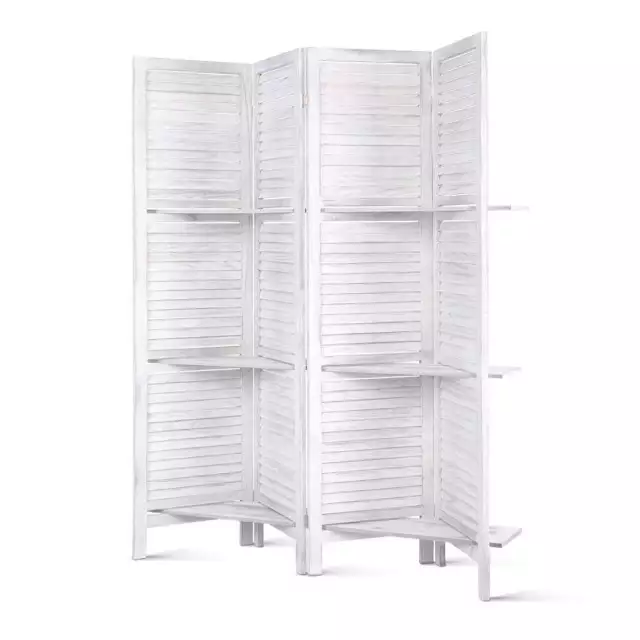 Artiss 4 Panel Room Divider Screen Bed Privacy Wood Dividers Stand Timber White