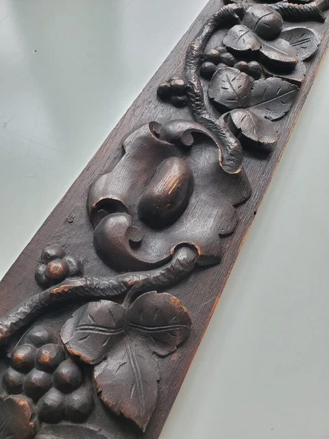 Antique headband header pediment deeply carved solid oak 40 inches!! salvage 
