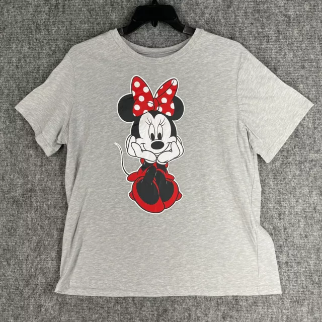 Disney Minnie Mouse Shirt Womens 1X Plus Size Gray Casual Short-sleeve Tee Adult