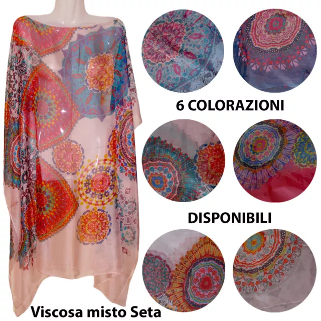 Caftano copricostume kaftano poncho scialle maglia tunica velato estivo donna