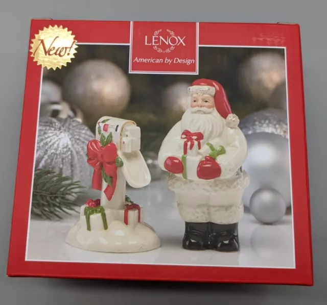 Lenox Countdown to Christmas Salt & Pepper Shakers Santa Mailbox New in Box