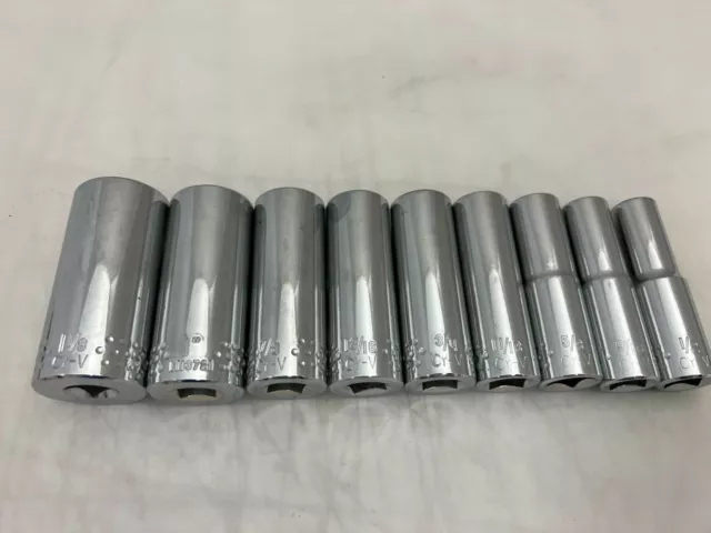 Expert By MAC Tools Socket Set 1/2" Drive 12 Point Deep SAE 9PC E409D