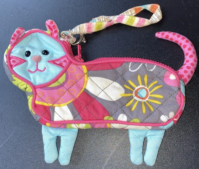 Douglas Cuddle Toys Wristlet Purse  Cat Patchwork Quilted blue B8