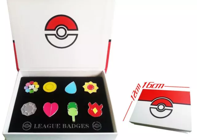 Pokemon Kanto 8 Metal League Gym Badge Pin Pip Gen 1 Cosplay Prop Collection Set