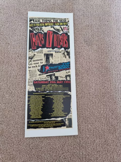 Tnewl43 Advert 11X4 Guns N Roses : Milton Keynes National Bowl 1993