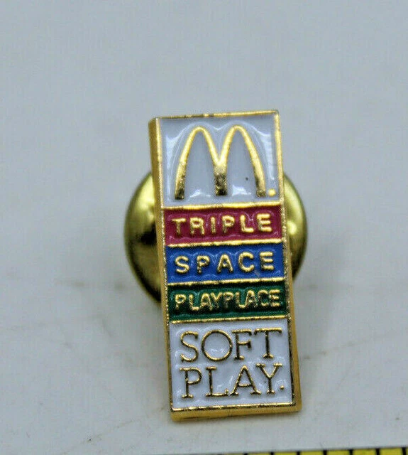 MCDONALDS TRIPLE SPACE Playspace Soft Play Crew Employee Logo Pinback ...