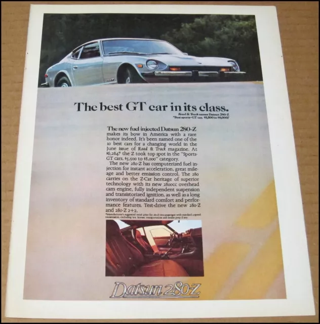 1975 Datsun 280-Z Print Ad Car Automobile Advertisement Vintage 280Z Nissan
