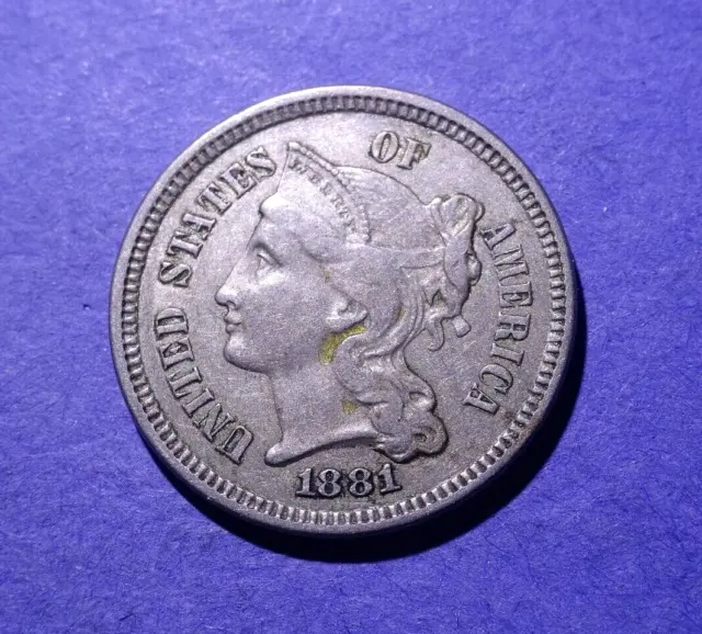 1881 Three Cent Nickel  XF