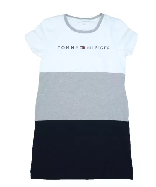 Tommy Hilfiger Colorblock White Navy Short Sleeve T-Shirt Dress Cotton Womens M