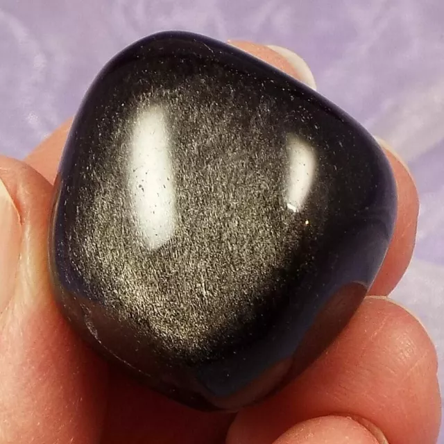 Lovely flash Silver Sheen Obsidian tumblestone 'Emotional Support' 21g SN44282