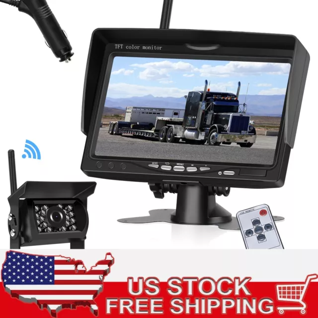 Wireless Backup Rear View Camera System Car 7" Monitor Night Vision For Truck RV