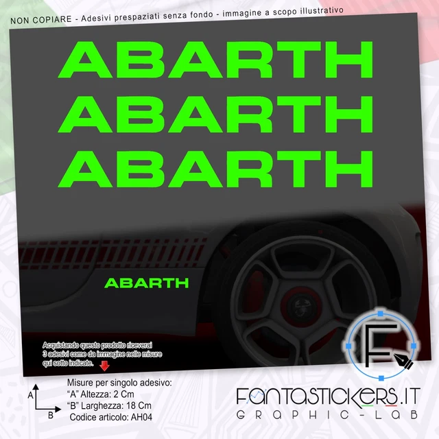 3x Adesivo Abarth Logo Dritto 500 595 695 Biposto - Auto Tuning Sticker AH04-8