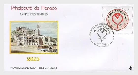 monaco 2023 Cent SCOUTS Scouting 1923 firefighter Jean Bus founded 1v FDC PJ