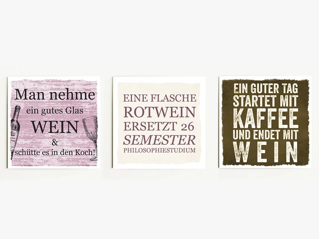 Interluxe Magnet 3er Set Man nehme ein gutes Glas Wein Koch lustige Geschenkidee