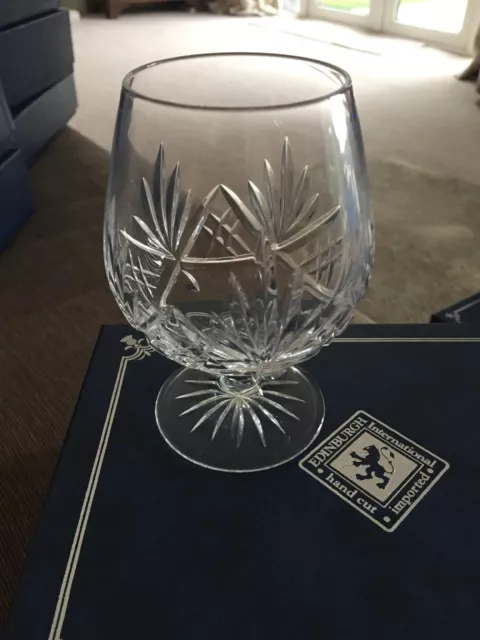 2 Hand Cut Edinburgh Crystal Brandy Glass Boxed Set - Box 2 only of 3