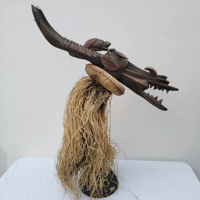 Hand-Crafted Carved Wood African Tribal Decorative Kponyungo Themed Mask