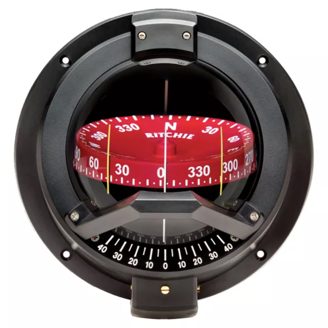 Ritchie BN-202 Navigator Bulkhead Mount Compass - Black, 12v Amber LED